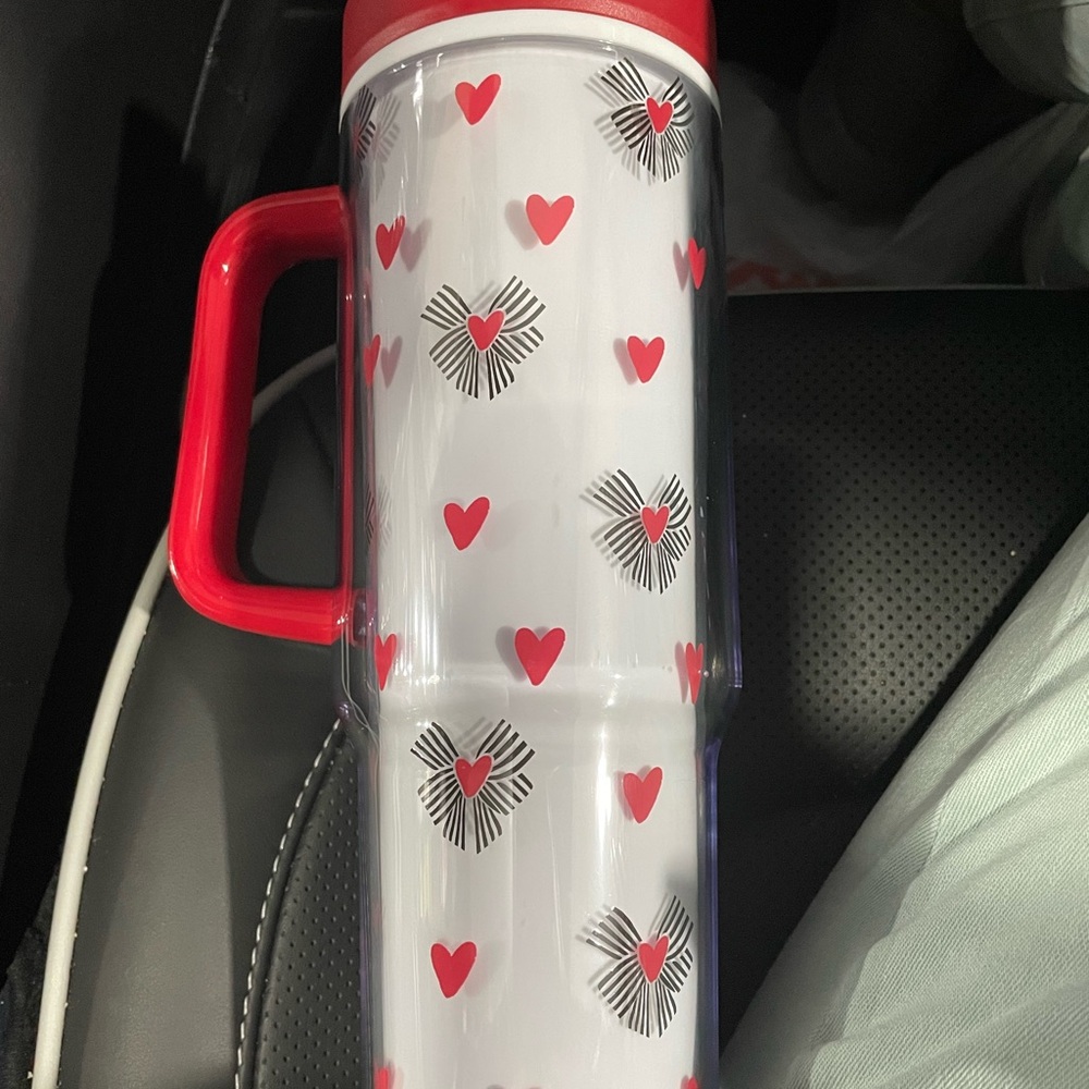 Red and White Heart Patterned Tumbler NWT